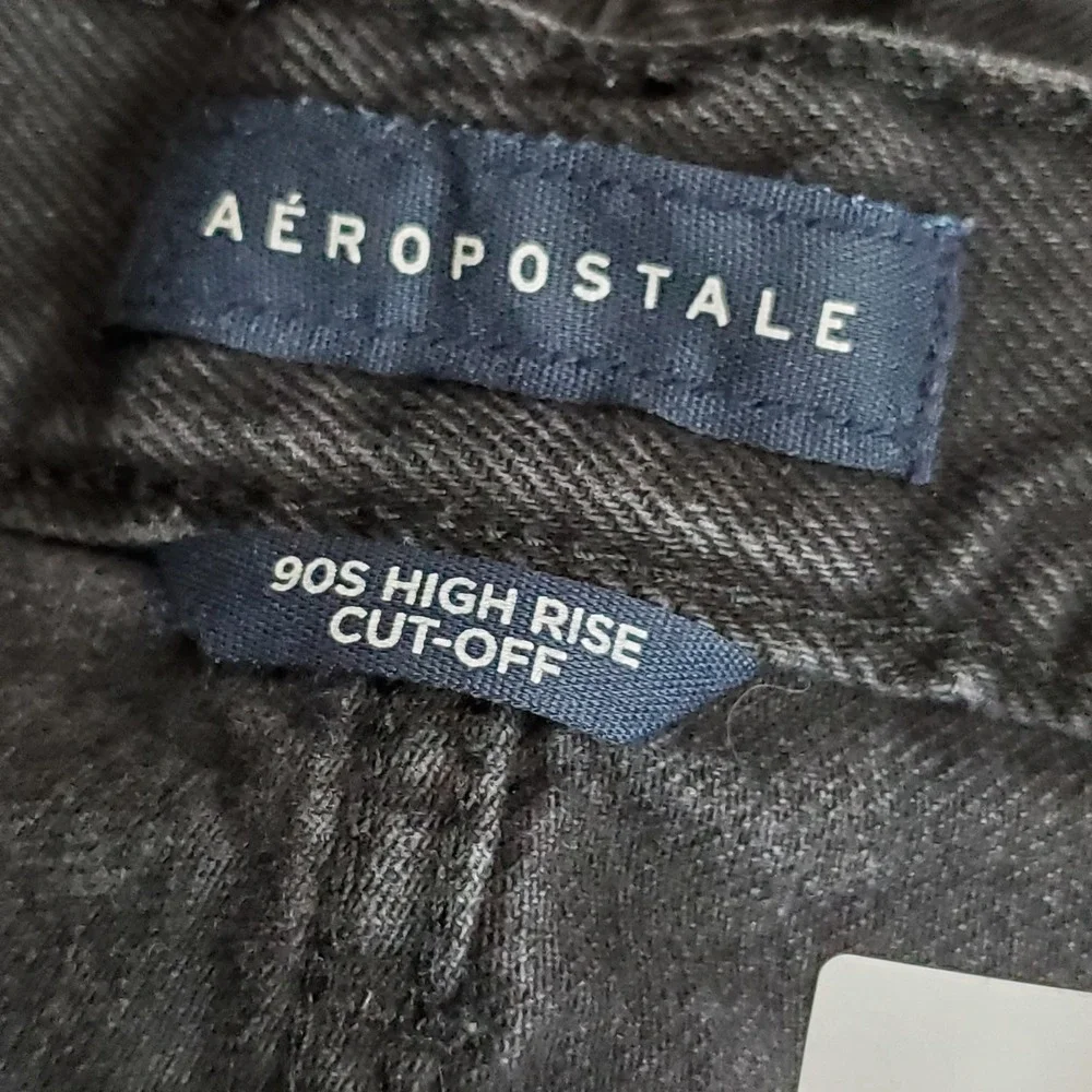 Aeropostale Women Shorts 10 Black Denim 90S High Rise Cut-Off Grunge Frayed 3